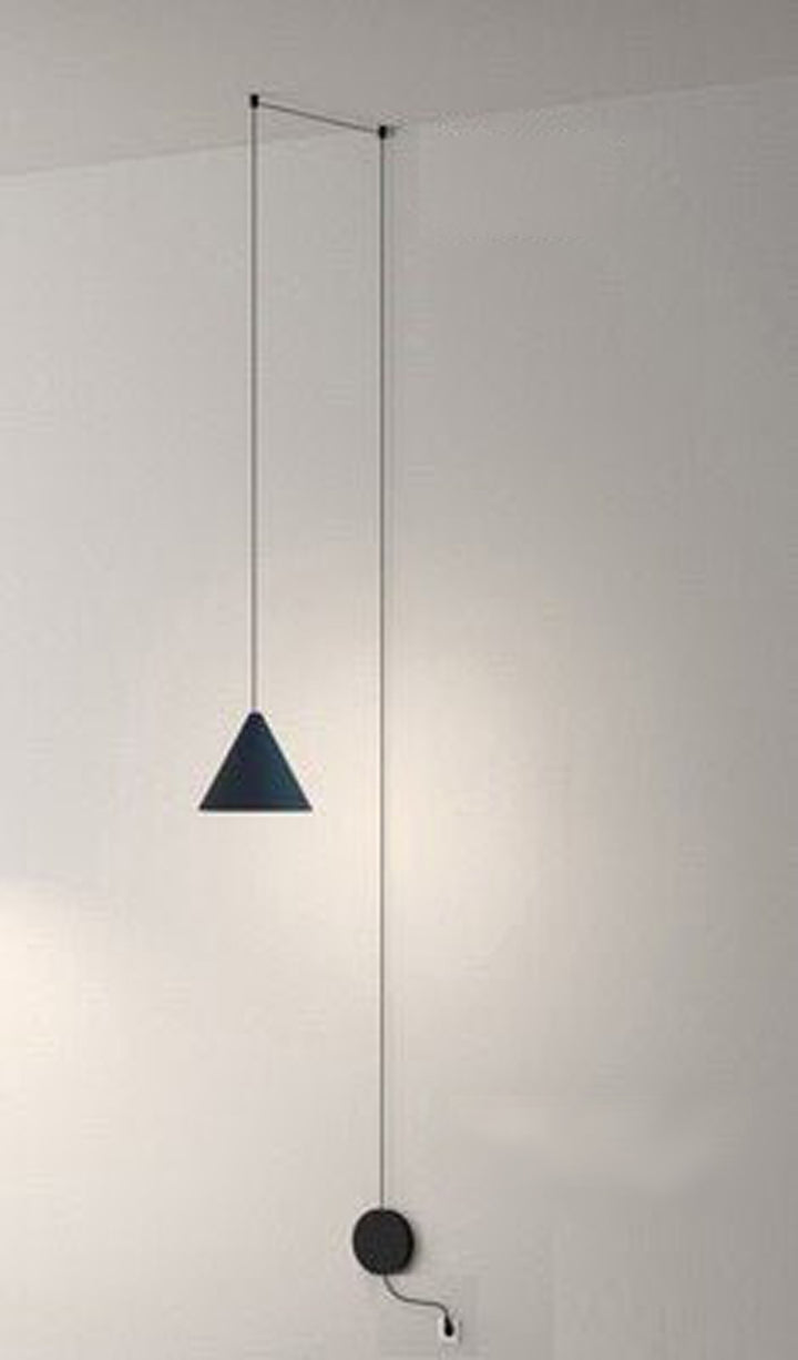 Lámpara colgante con forma de cono de alambre largo de Metal negro y luz moderna, lámpara colgante de isla de cocina, iluminación de suspensión para cabecera