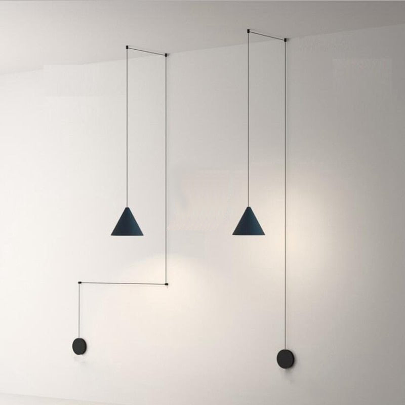 Modern Licht Zwart Metalen Lange Draad Kegelvorm Hanglamp Keuken Eiland Opknoping Lamp Nachtkastje Schorsing Verlichting: