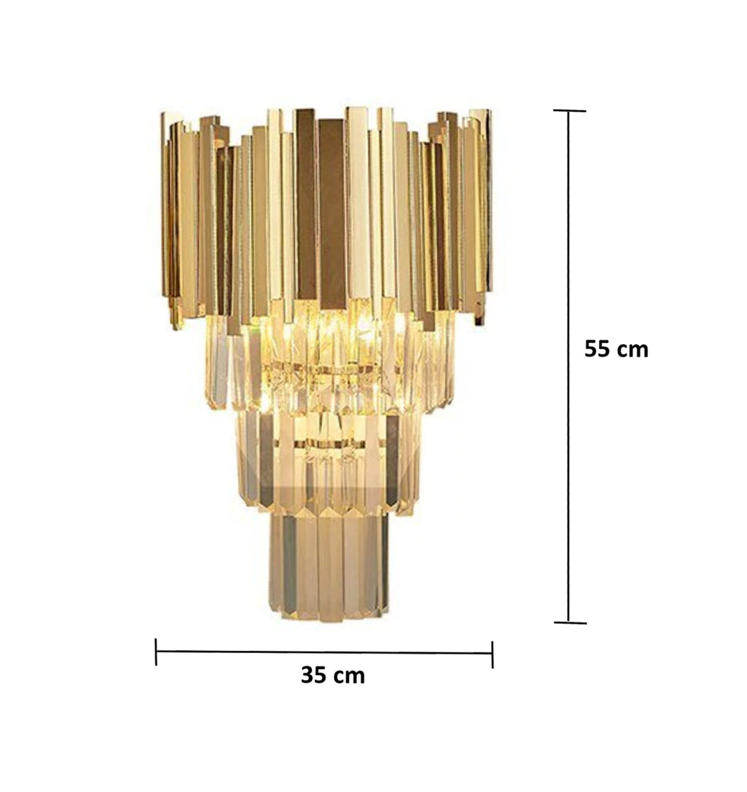 Post-Modern Crystal Wall Sconce – Luxury Warm Light for Hallway, Bedroom, or Bedside