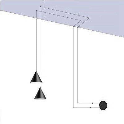 Modernes Licht Schwarzes Metall Langer Draht Kegelform Pendelleuchte Kücheninsel Hängelampe Nachttisch Hängeleuchte
