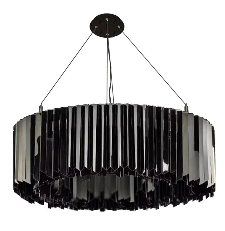 Lustre moderne en acier inoxydable noir, doré ou argenté pour salle à manger et salon