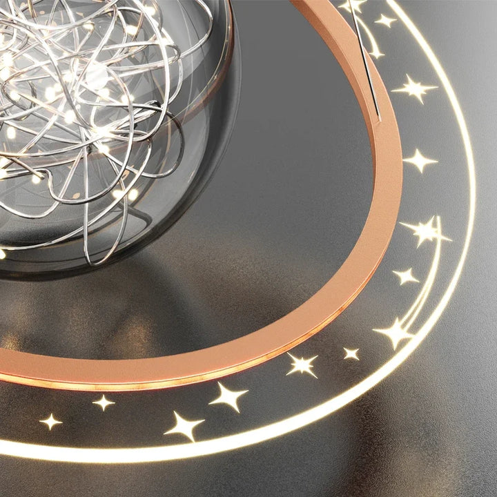 Lámpara nórdica LED Modern Golden Round Planet - iluminación para salón, comedor y dormitorio