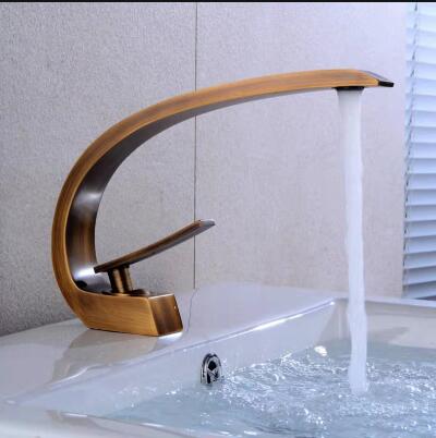 Basin Faucet Modern Bathroom Mixer Tap Black/Gold Washbasin Faucet Single Handle Hot and Cold Waterfall Faucet - Greensu Home Decor