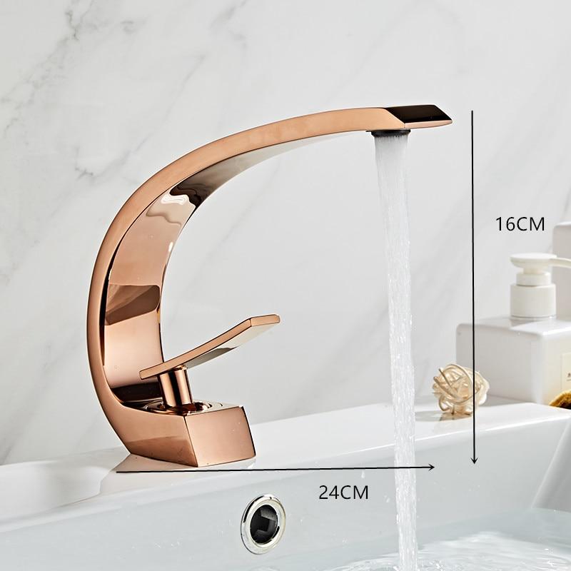 Basin Faucet Modern Bathroom Mixer Tap Black/Gold Washbasin Faucet Single Handle Hot and Cold Waterfall Faucet - Greensu Home Decor