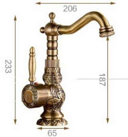 Basin Faucets Antique Brass Bathroom Faucet Basin Carving Tap Rotate Single Handle Hot and Cold Water Mixer Taps Crane - Greensu Home Decor