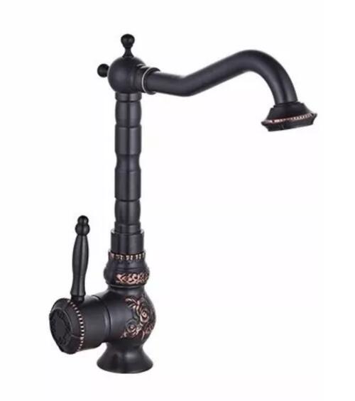 Basin Faucets Antique Brass Bathroom Faucet Basin Carving Tap Rotate Single Handle Hot and Cold Water Mixer Taps Crane - Greensu Home Decor