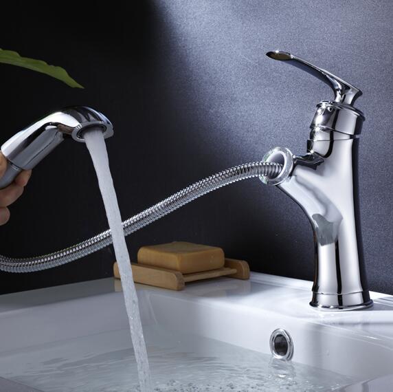 Basin Faucets Brass Black Modern Pull Out And Down Bathroom Faucet Kitchen Sink Faucet Toilet Mixer Tap Hot Cold Water - Greensu Home Decor