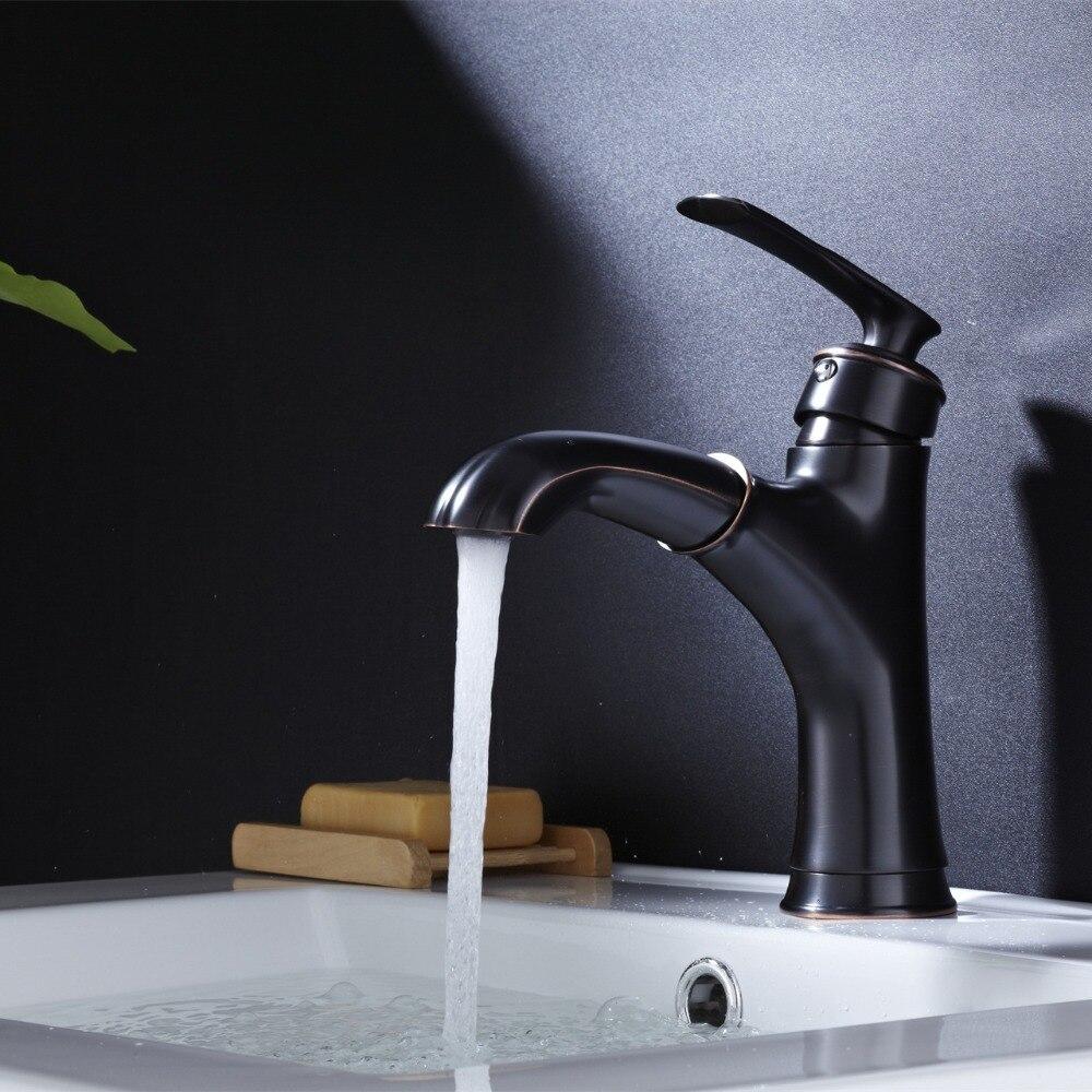 Basin Faucets Brass Black Modern Pull Out And Down Bathroom Faucet Kitchen Sink Faucet Toilet Mixer Tap Hot Cold Water - Greensu Home Decor