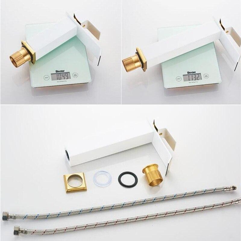 Basin Faucets Square Waterfall Bathroom Faucet Single Handle Basin Mixer Tap Bath Antique Faucet Brass Sink Water Crane Gold - Greensu Home Decor