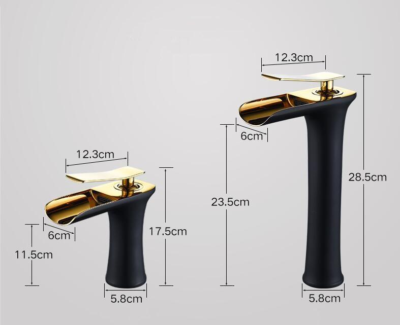 Basin Faucets Waterfall Bathroom Faucet Single Handle Basin Mixer Hot And Cold Black And Gold Faucet Brass Sink Water Crane - Greensu Home Decor