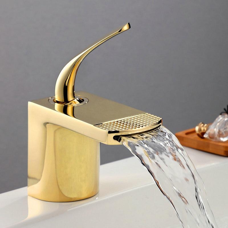 Basin Faucets White Gold Bathroom Faucet Hot and Cold Mixer Tap Black Brass Toilet Sink Water Crane Waterfall - Greensu Home Decor