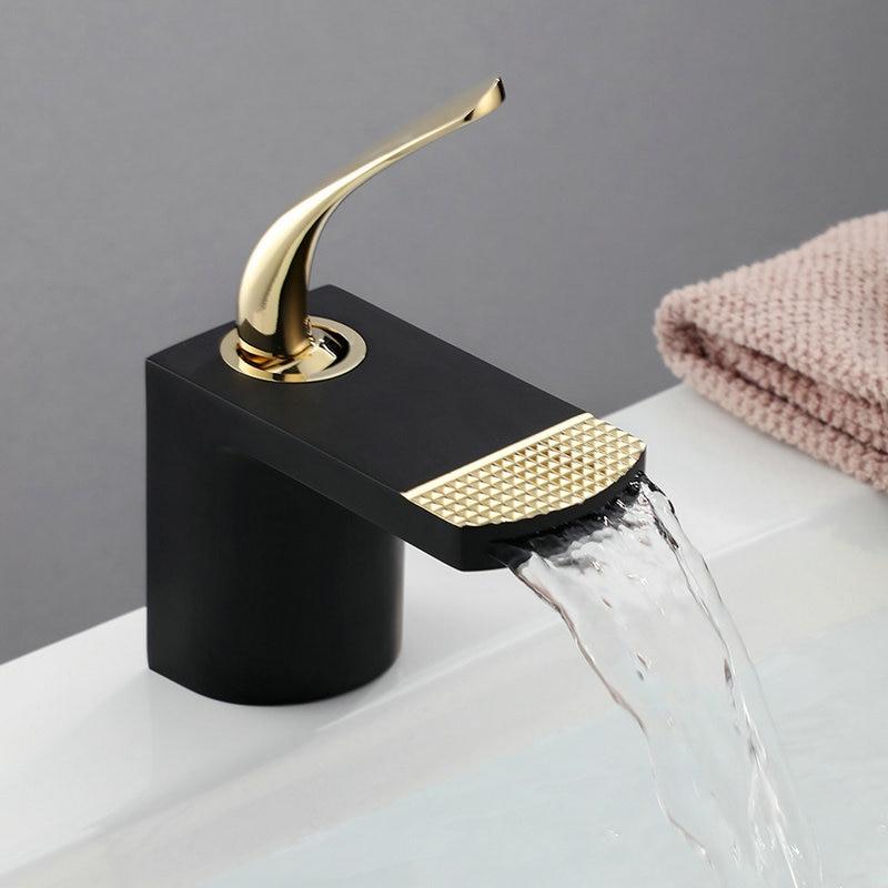 Basin Faucets White Gold Bathroom Faucet Hot and Cold Mixer Tap Black Brass Toilet Sink Water Crane Waterfall - Greensu Home Decor