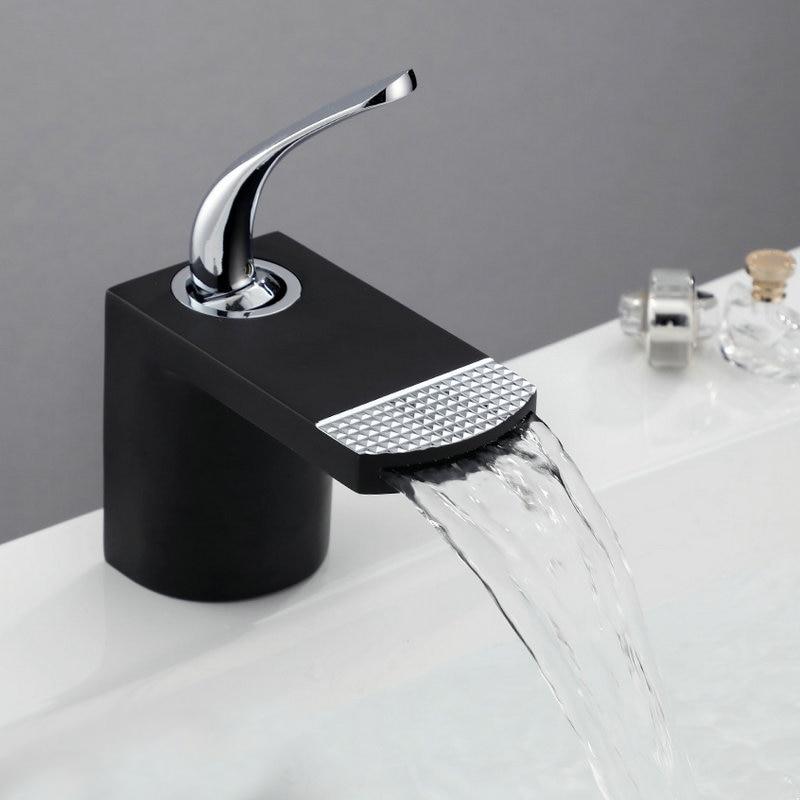 Basin Faucets White Gold Bathroom Faucet Hot and Cold Mixer Tap Black Brass Toilet Sink Water Crane Waterfall - Greensu Home Decor