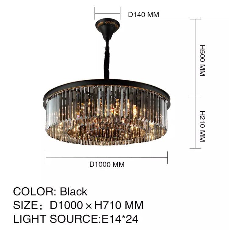 Black Crystal Round Shape Luxury Chandelier For Living Room Dining Room - Greensu Home Decor