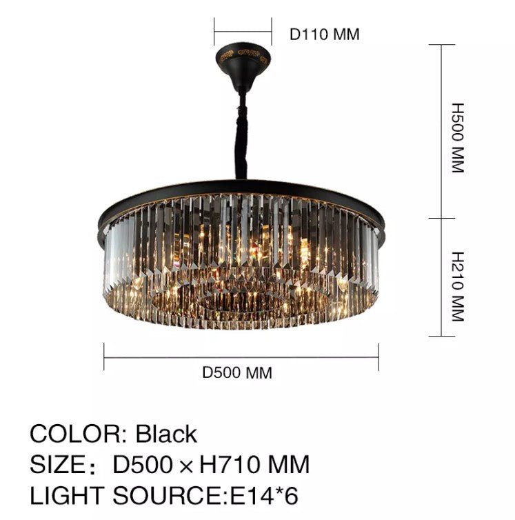 Black Crystal Round Shape Luxury Chandelier For Living Room Dining Room - Greensu Home Decor