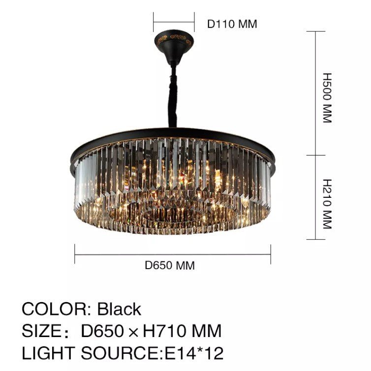 Black Crystal Round Shape Luxury Chandelier For Living Room Dining Room - Greensu Home Decor