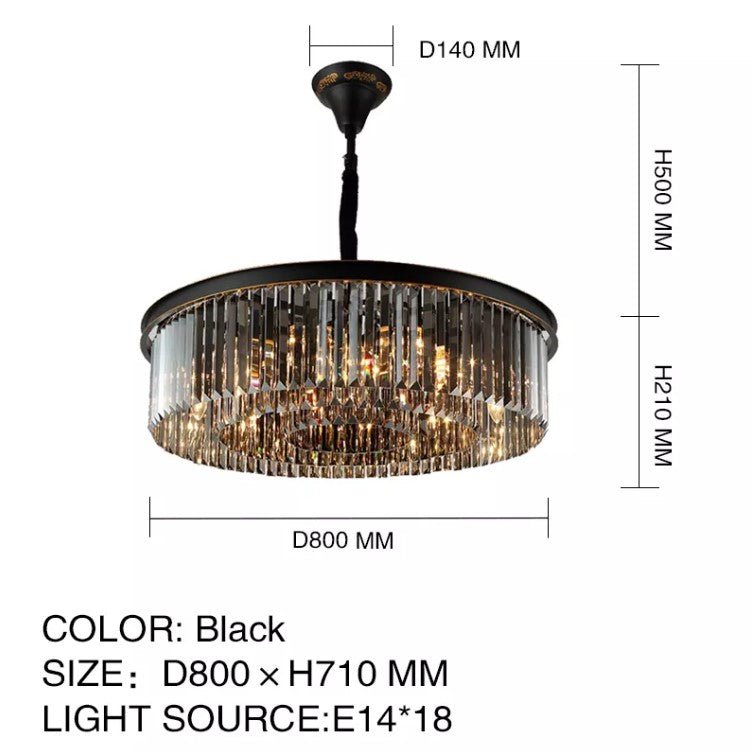 Black Crystal Round Shape Luxury Chandelier For Living Room Dining Room - Greensu Home Decor