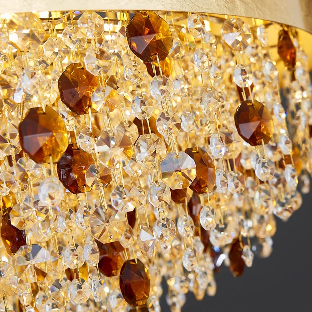 Creative Crystal Chandelier Modern Living Room Lighting New Design LED Hanging Lamp Round Gold