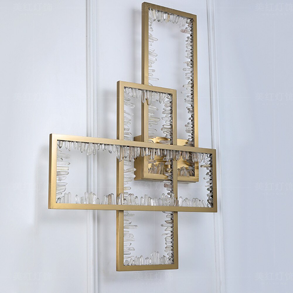 Diseño creativo Sala de estar de cristal Lámparas de pared Dormitorio de oro moderno candelabro