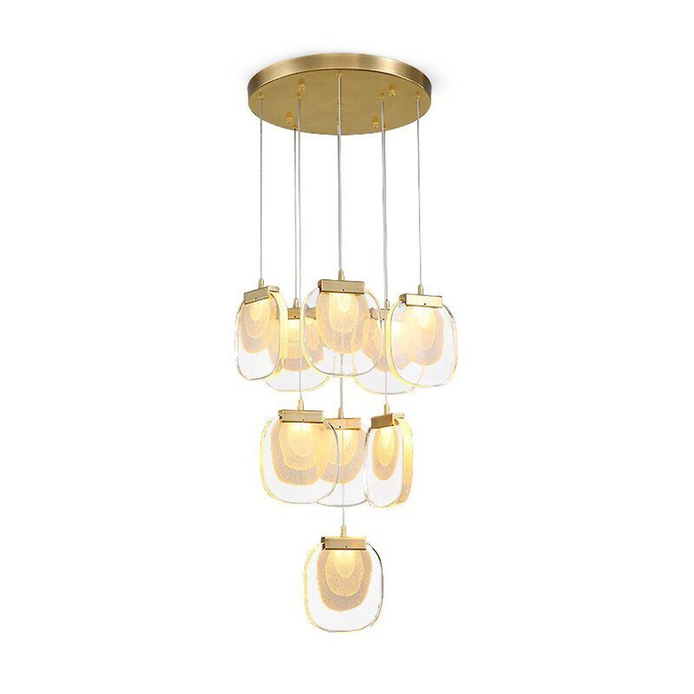 Esszimmer Modern LED Kronleuchter Glas Lampe Gold Treppenhaus Beleuchtung