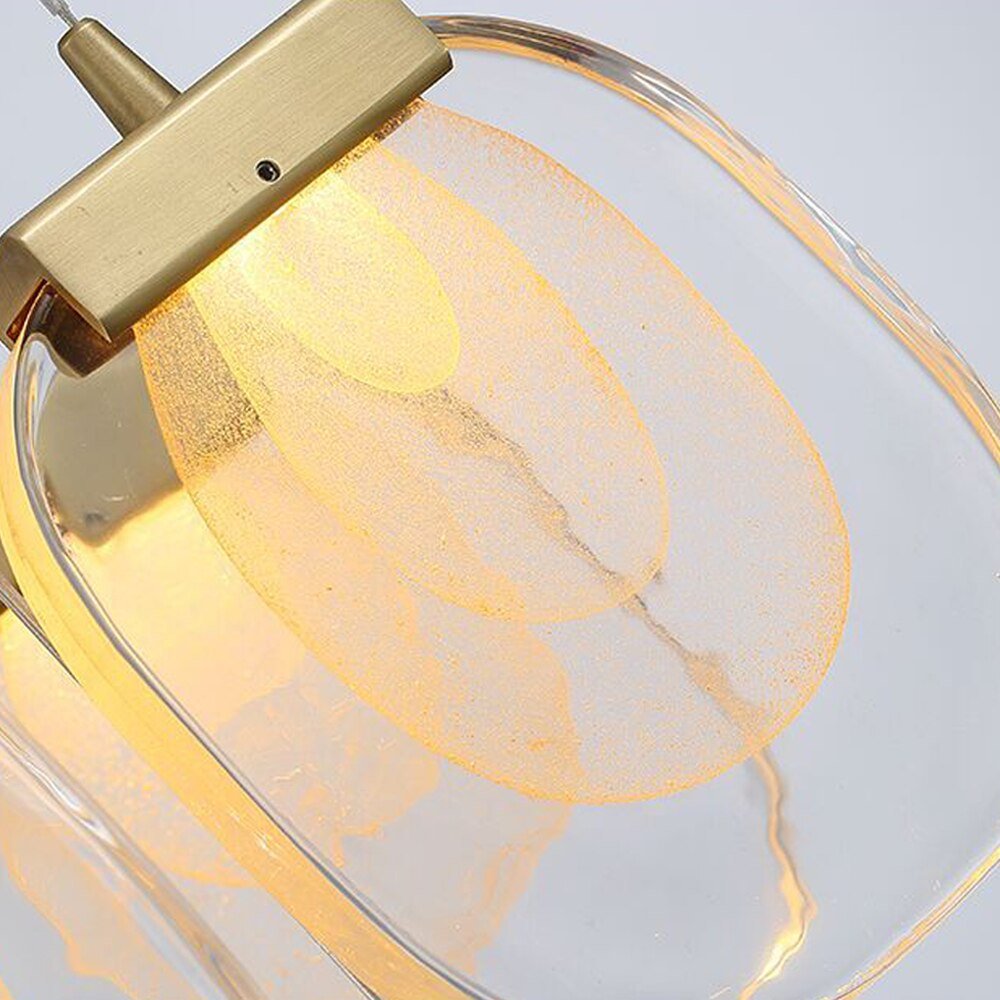 Esszimmer Modern LED Kronleuchter Glas Lampe Gold Treppenhaus Beleuchtung