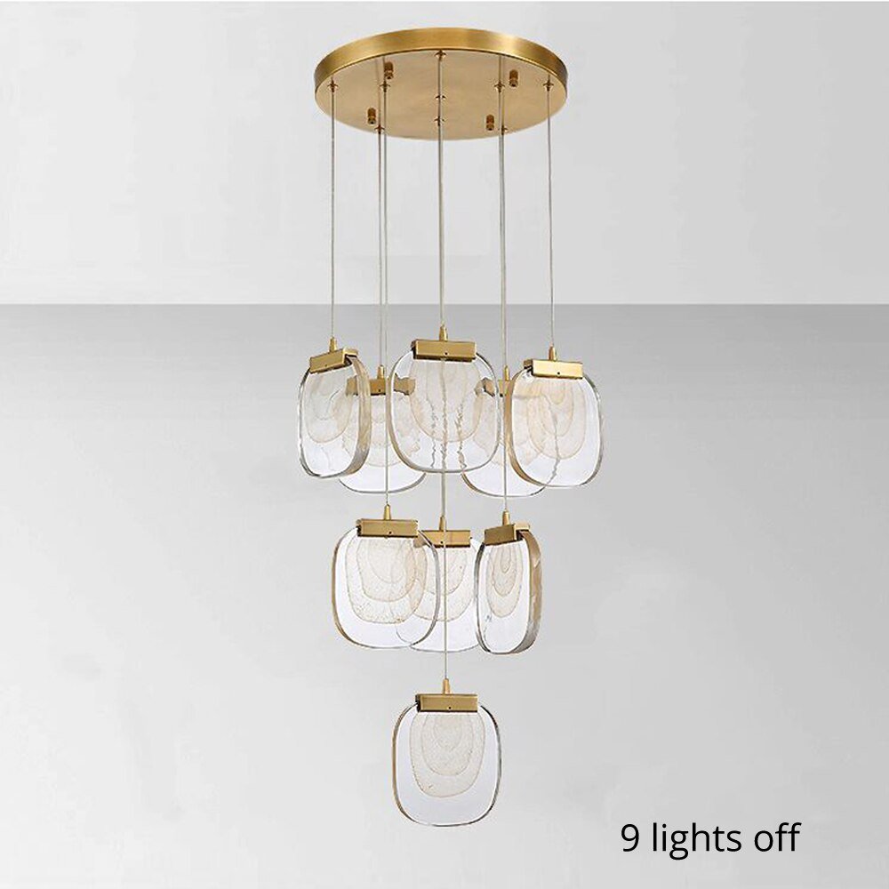 Esszimmer Modern LED Kronleuchter Glas Lampe Gold Treppenhaus Beleuchtung