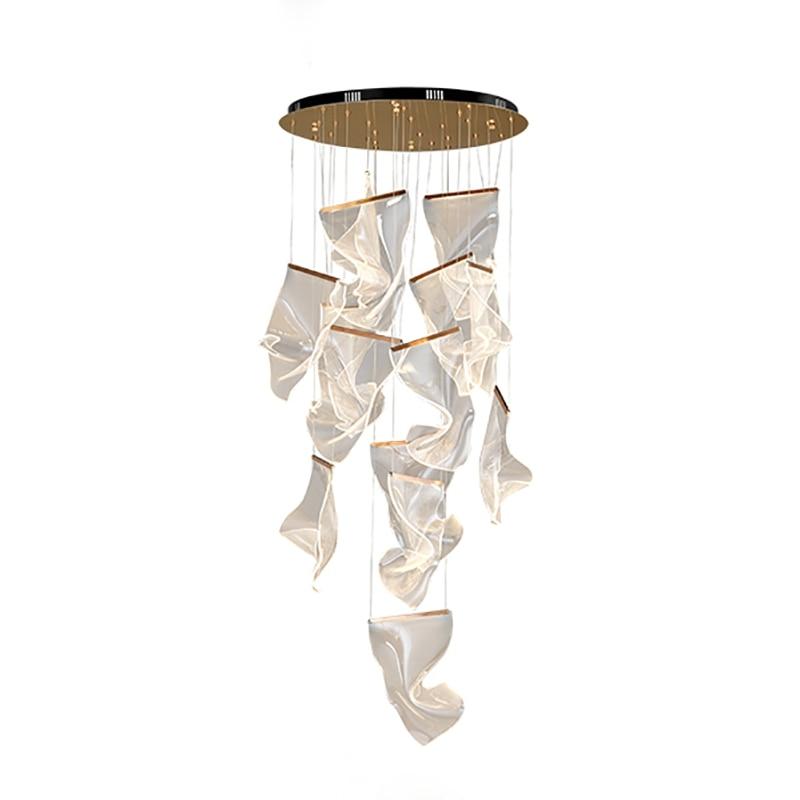 Duplex Rotating Staircase LED Chandelier Lighting Postmodern Creative Pendant Lamp Dinning Living