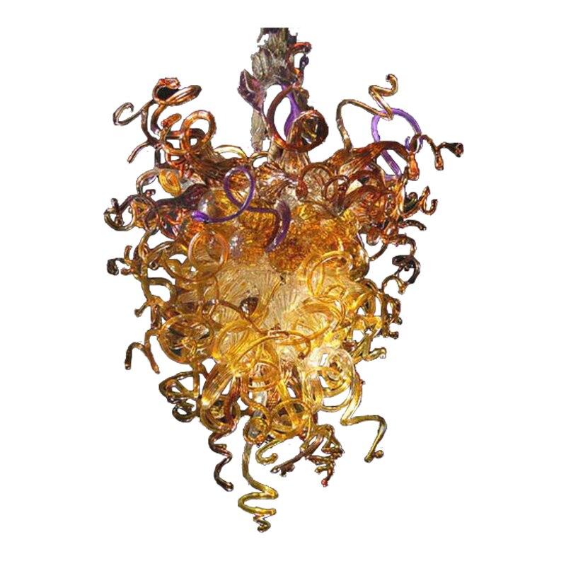 Elegant Amber Gold Chandelier Light LED 110V to 240V Murano Crystal Chandelier Lamps