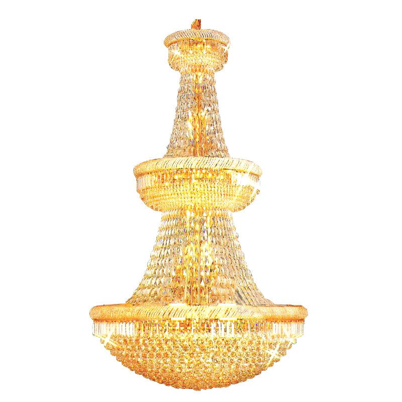 Large Foyer Crystal Chandelier Light Fixture Gold /Chrome Crystal Chandelier Used In Villa Hotel Duplex Buildings 