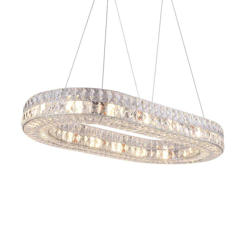 Lighting LED K9 Crystal Chandelier Lustre Modern Oval Shape Chandeliers Light Lighting Living Room Chandeliers