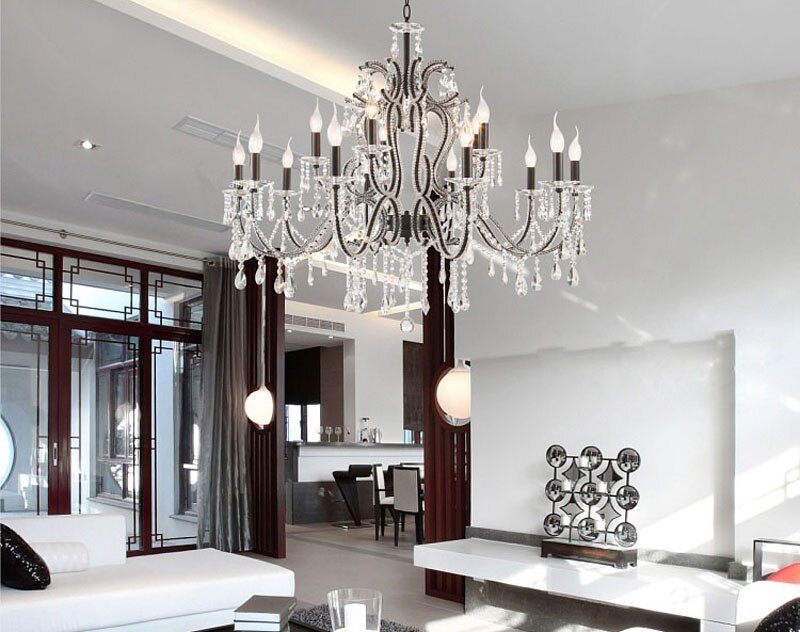 Lighting Luxury Chandeliers Light K9 Crystal Chandeliers Lustre Villa Black Chandeliers Light Lighting