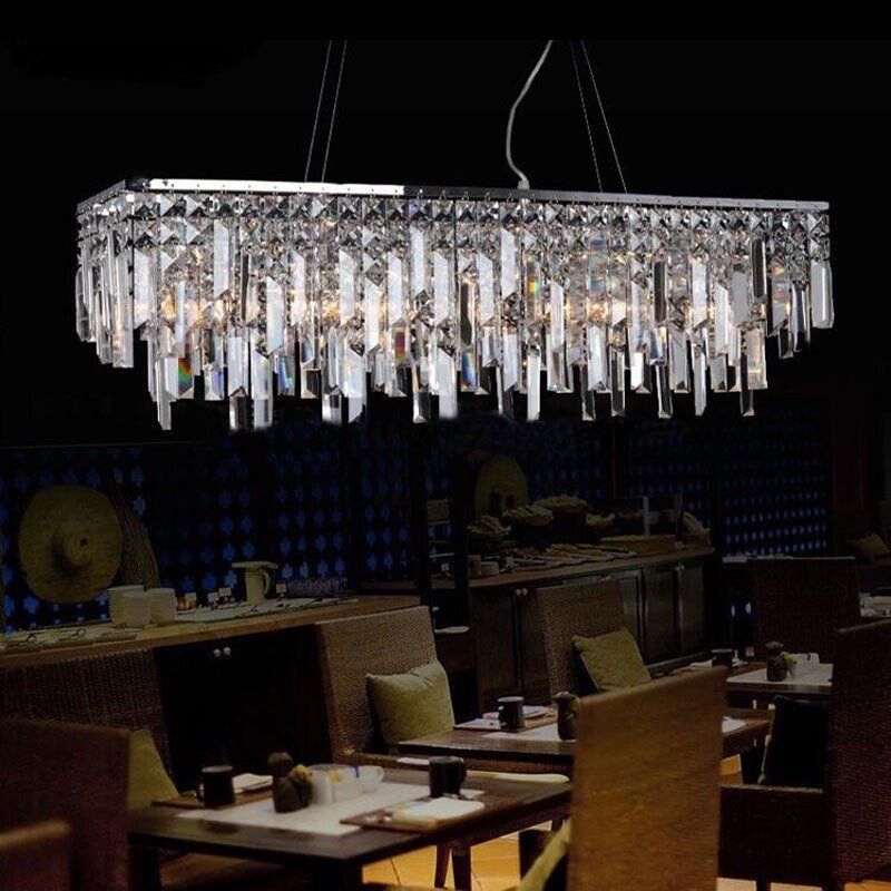 Lighting Modern Crystal Pendant Light Chrome Rectangle Pendant Light Guaranteed 100%