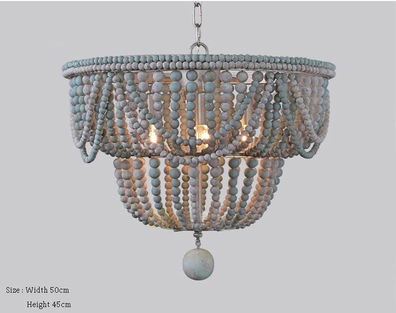 Lighting Retro Chandeliers Wood Bead Chandelier Light Children's Room Bedroom Princess Room Chandelier Home Lighting