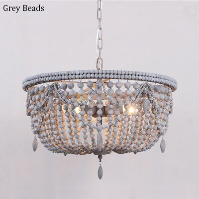 Lighting Retro Chandeliers Wood Bead Chandelier Light Children's Room Bedroom Princess Room Chandelier Home Lighting