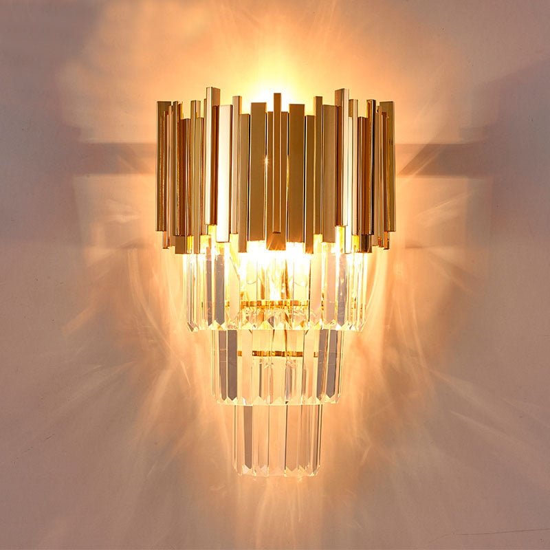 Luxus Kristall Wohnzimmer Wandleuchter Beleuchtung Gold Chrom Polierter Stahl Wandlampe Schlafzimmer Flur