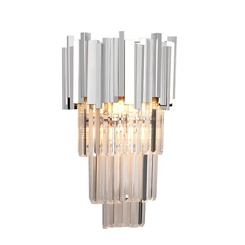 Luxury Crystal Living Room Wall Sconce Lighting Gold Chrome Polished Steel Wall Lamp Bedroom Hallway