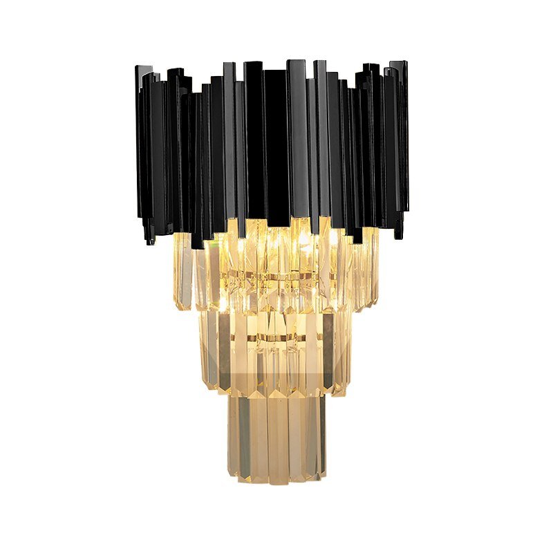 Luxury Crystal Living Room Wall Sconce Lighting Gold Chrome Polished Steel Wall Lamp Bedroom Hallway