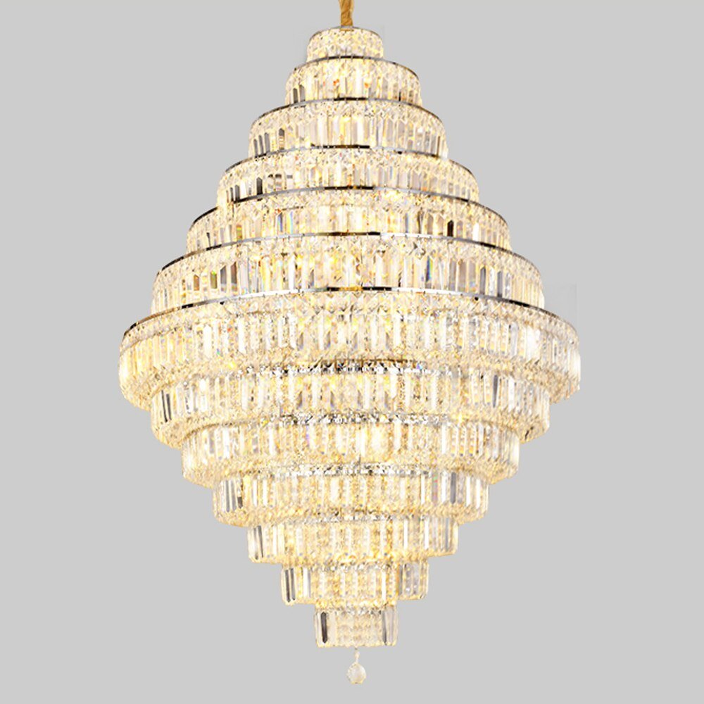 Diseño de lujo Lobby Crystal Chandelier Long Staircase Fixtures