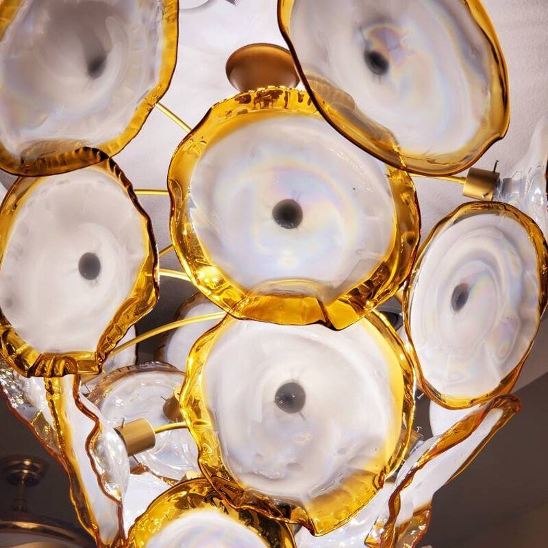 Luxury Large Murano Handmade Blown Glass Chandelier Flower Plate Modern Art  Lighting