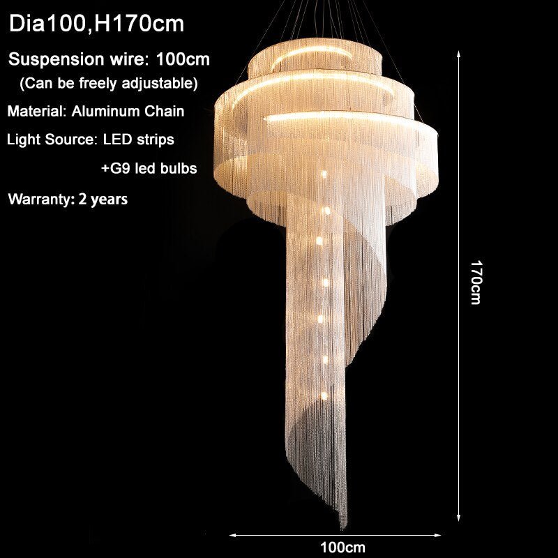 Lampadario moderno a catena per scale lunghe di lusso