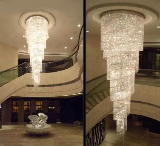 Luxury Modern Crystal Bead Chandelier For Staircase Long Loft Black Light Fixture