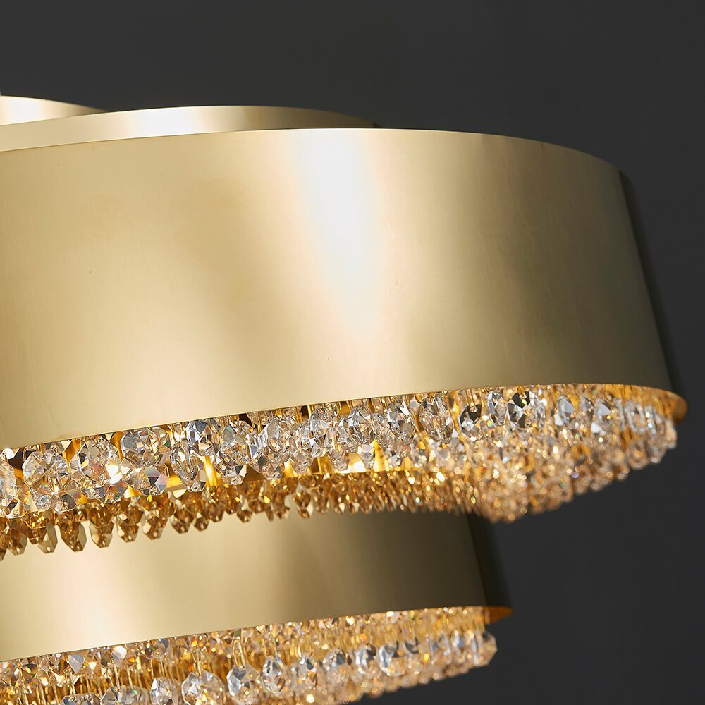 Luxe Moderne Gouden Kristallen Kroonluchter Keukenlamp Eetkamer Rechthoekige Lichtarmatuur Lustre