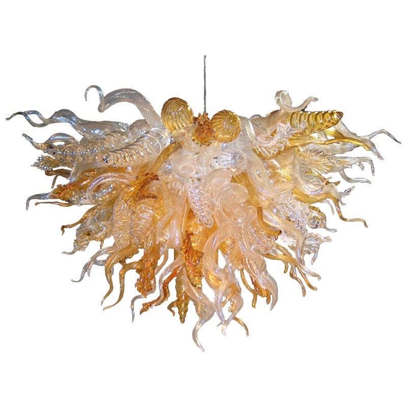 Moderne kunst Amber hanglampen Handgeblazen glazen LED-kroonluchter