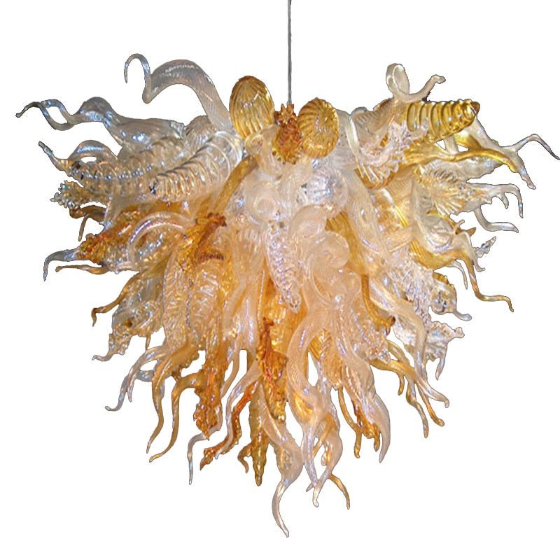 Art Moderne Suspension Ambre Verre Soufflé Chandelier LED