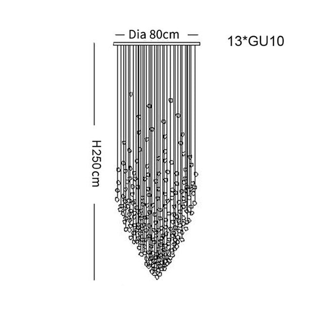 Art moderne Design Lustre en pierre noire Long Staircase Fixtures Luxury Large Light Fixture