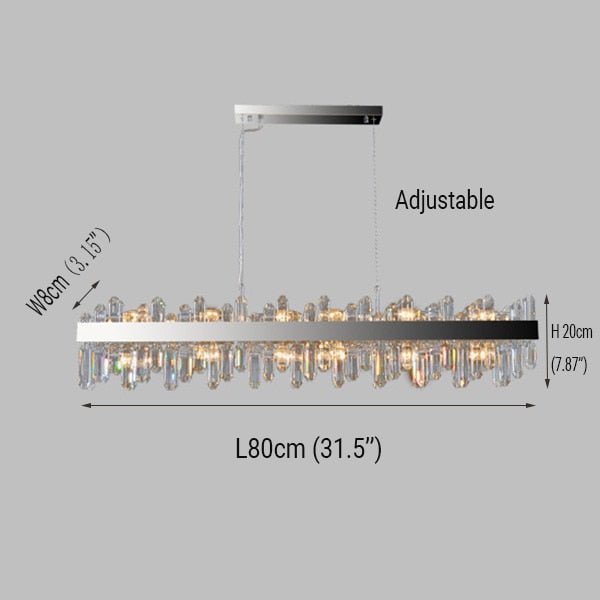 Modern Chrome Rectangular Crystal Chandelier For Kitchen Island Living Room