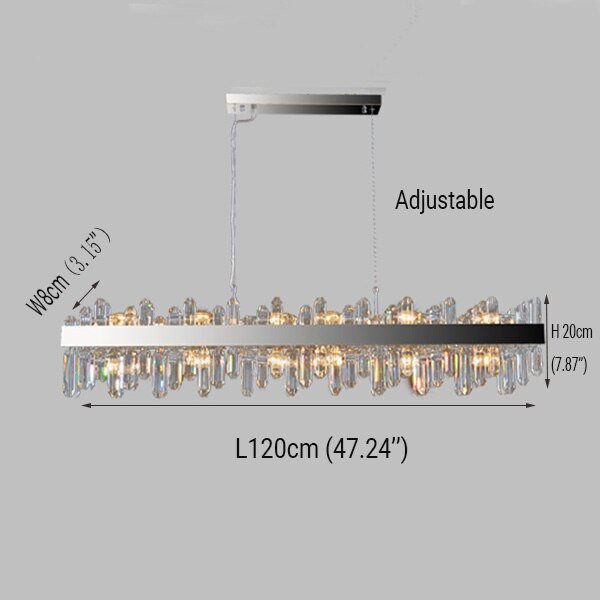 Modern Chrome Rectangular Crystal Chandelier For Kitchen Island Living Room