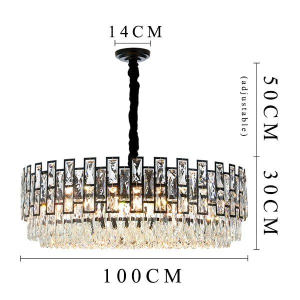 Modern Crystal Chandelier For Living Room Dining Room Black Light Round Lustre Led Chandeliers