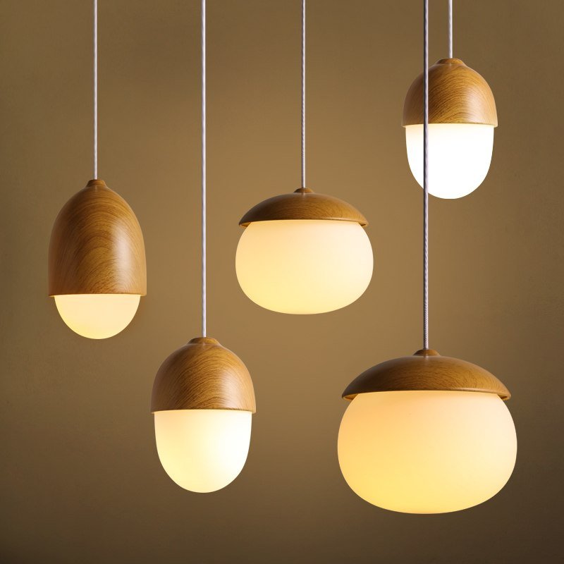 Modern Glass Globe Pendant Lights Nuts Lampshade E27 Children Bedroom Pendant Lamps Hanging Lamp Light Fixtures Home Lighting