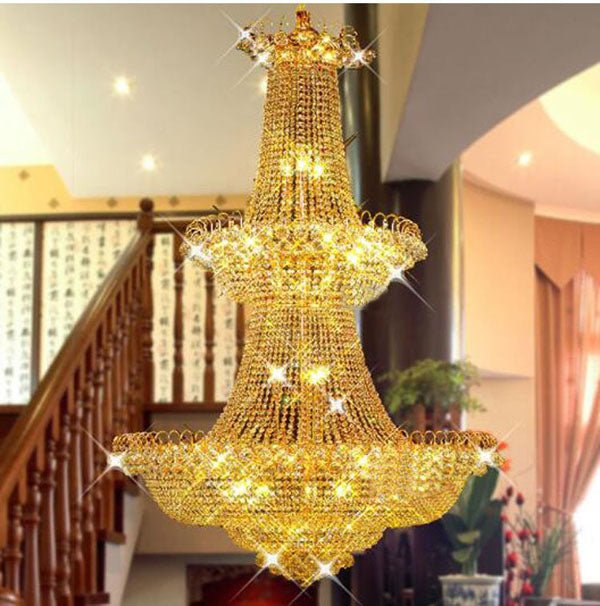 Modern Large Crystal Chandelier Light Gold /Chrome Foyer Crystal Chandelier Light Width 120cm Guaranteed 100%